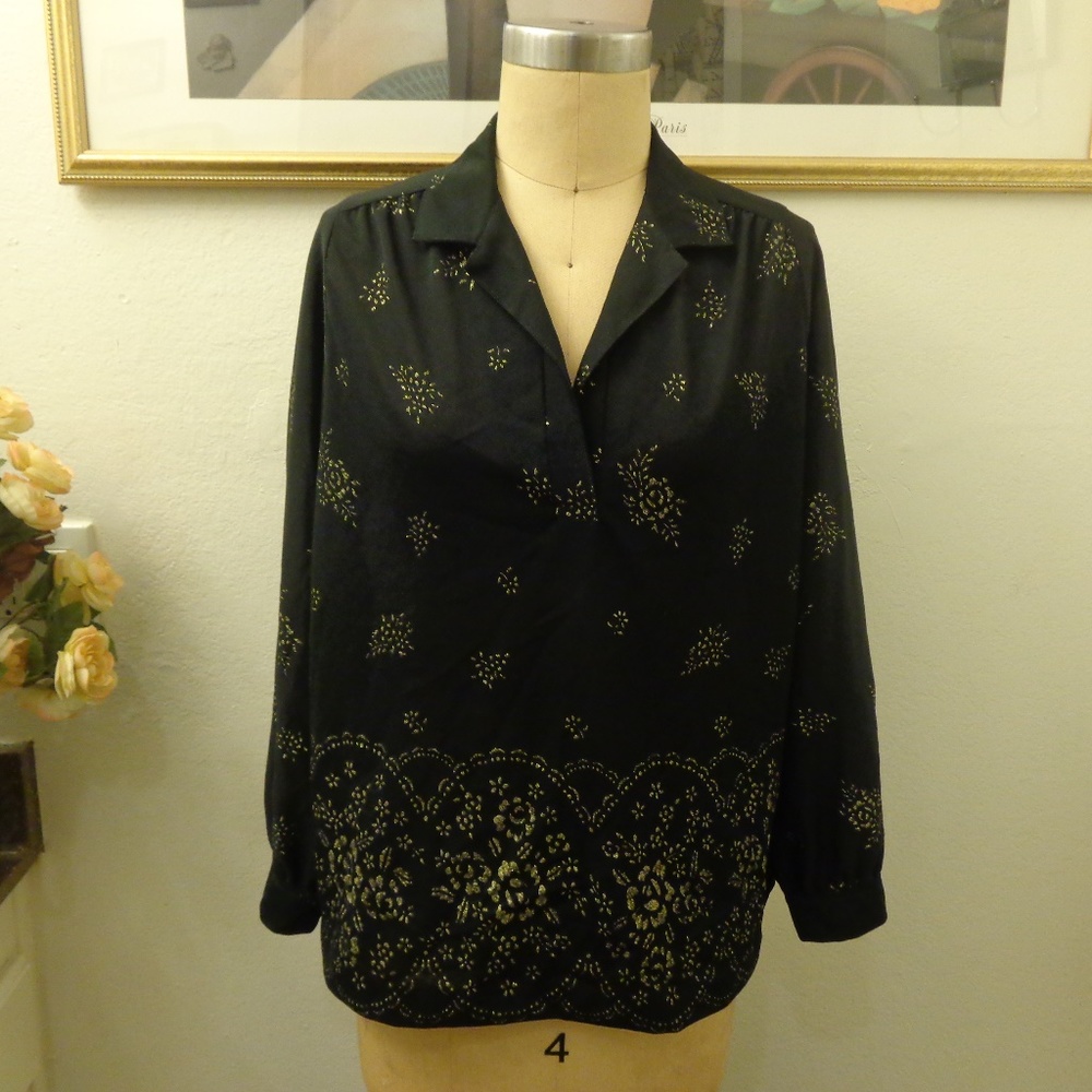 Goldie Black and Gold Long Sleeve Top